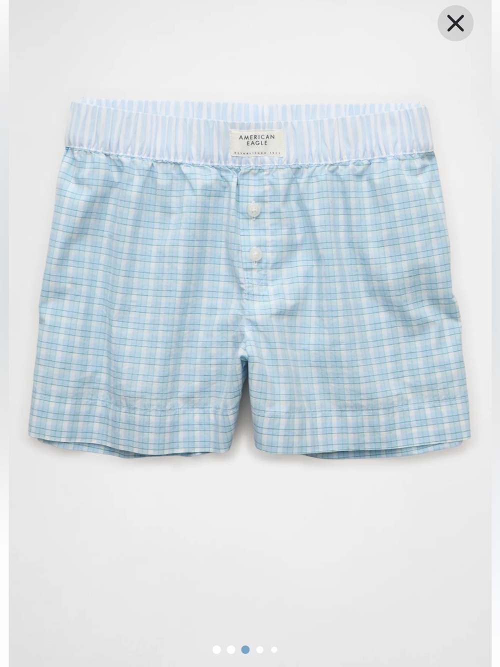 NWT American Eagle Light Blue Plaid Cotton Boxer Shorts